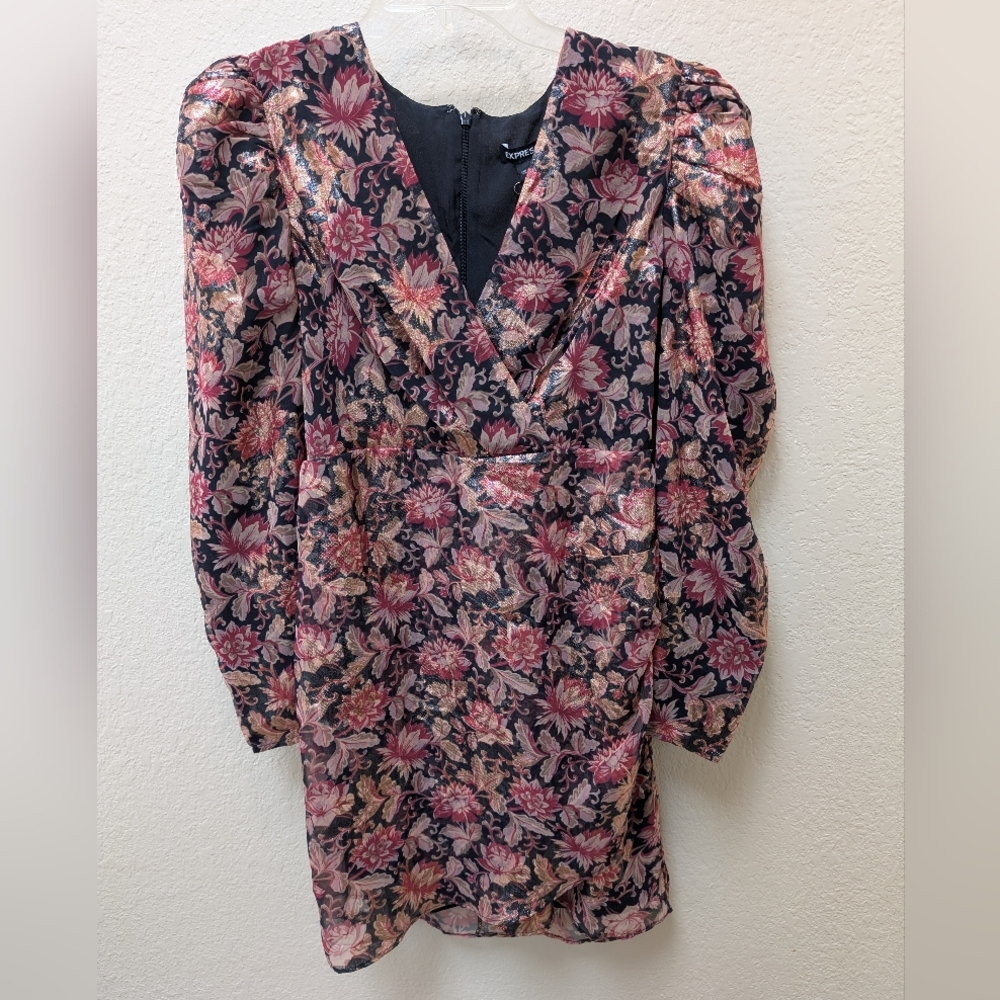 Grandmacore Floral Express Zip Back Cocktail Dress. Size Medium